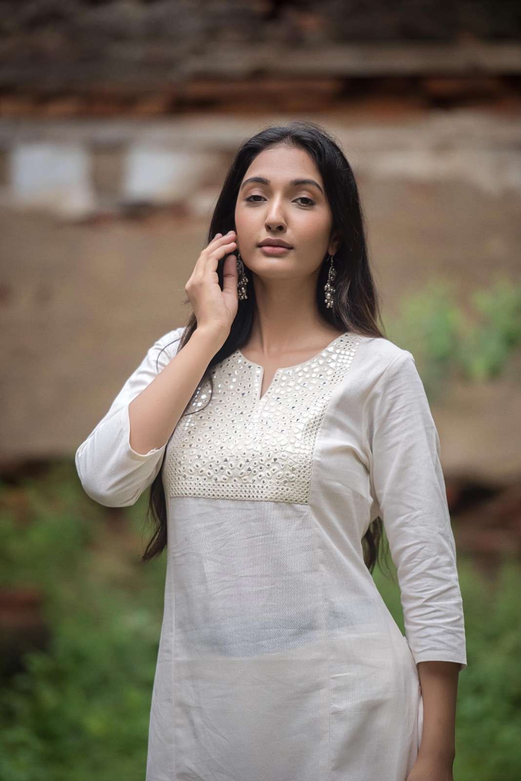 Elegant straight kurta(Off-white)