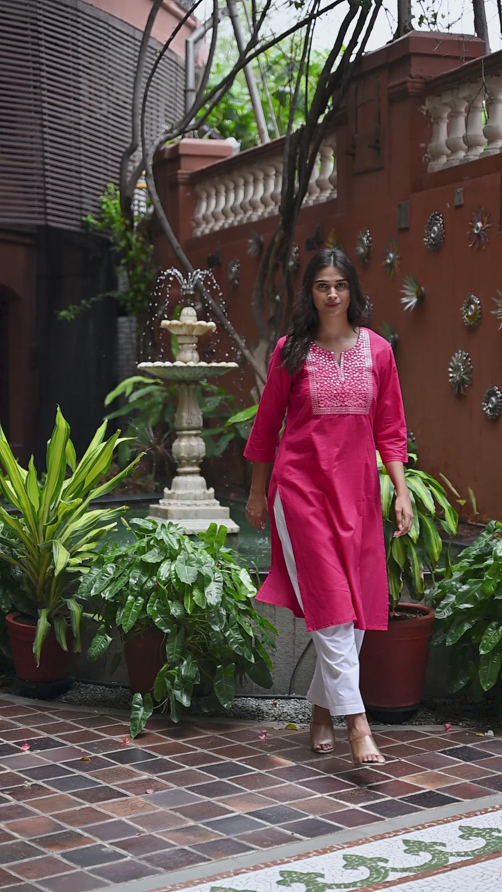 Elegant straight kurta(Pink)